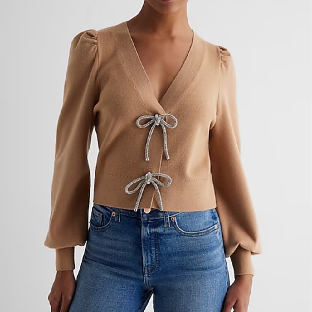 Express embellished v neck cardigan size small